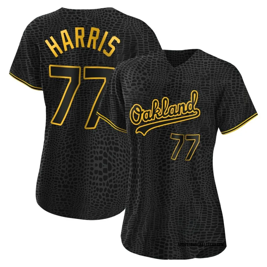Brett Harris Women's Oakland Athletics Black Authentic Snake Skin City Jersey