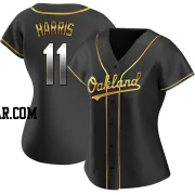 Brett Harris Women's Oakland Athletics Black Golden Replica Alternate Jersey