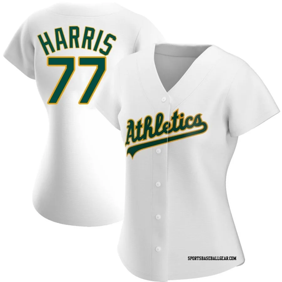 Brett Harris Women's Oakland Athletics White Replica Home Jersey