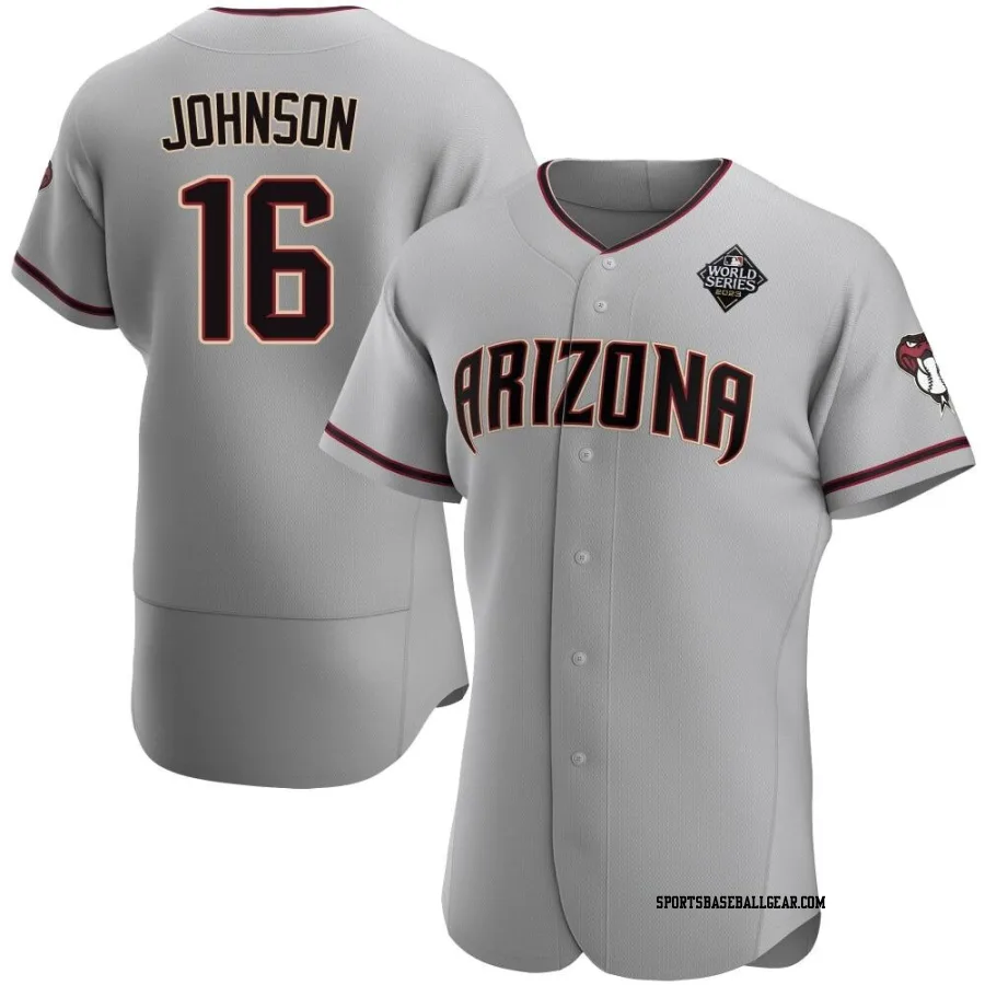 Brett Johnson Men's Arizona Diamondbacks Gray Authentic Road 2023 World Series Jersey