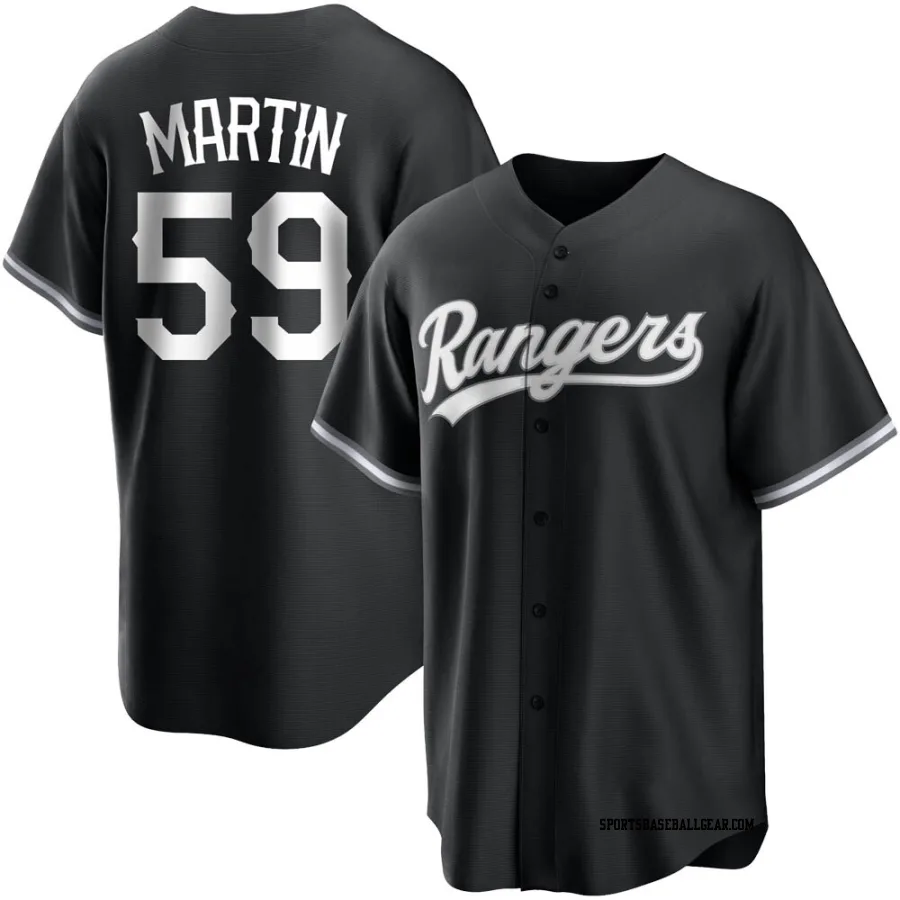 Brett Martin Men's Texas Rangers Black/White Replica Jersey