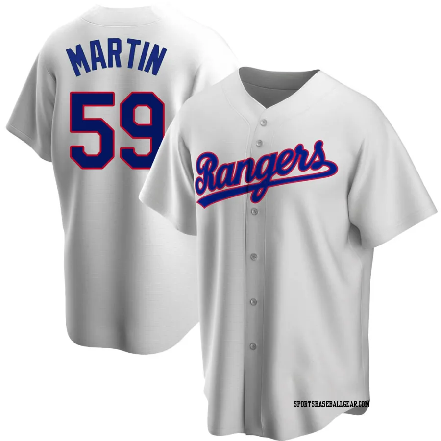 Brett Martin Men's Texas Rangers White Replica Home Cooperstown Collection Jersey