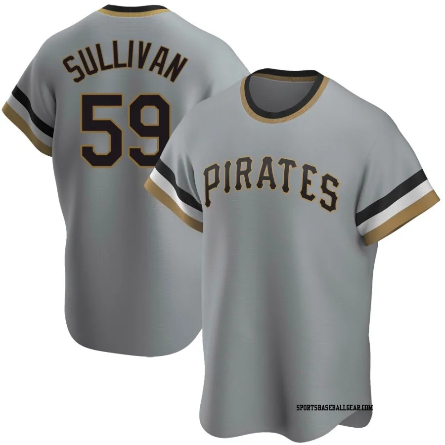 Brett Sullivan Men's Pittsburgh Pirates Gray Replica Road Cooperstown Collection Jersey