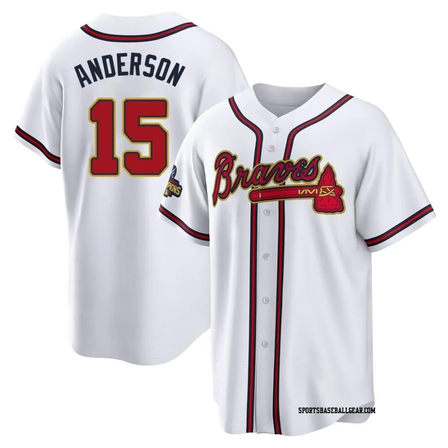 Brian Anderson Youth Atlanta Braves Gold Replica White 2022 Program Jersey