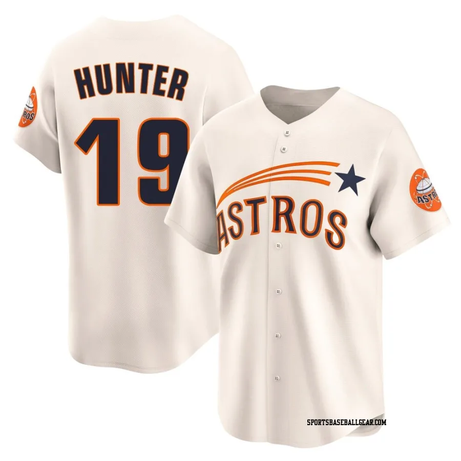 Brian Hunter Men's Houston Astros Cream Limited Throwback Cooperstown Collection Jersey