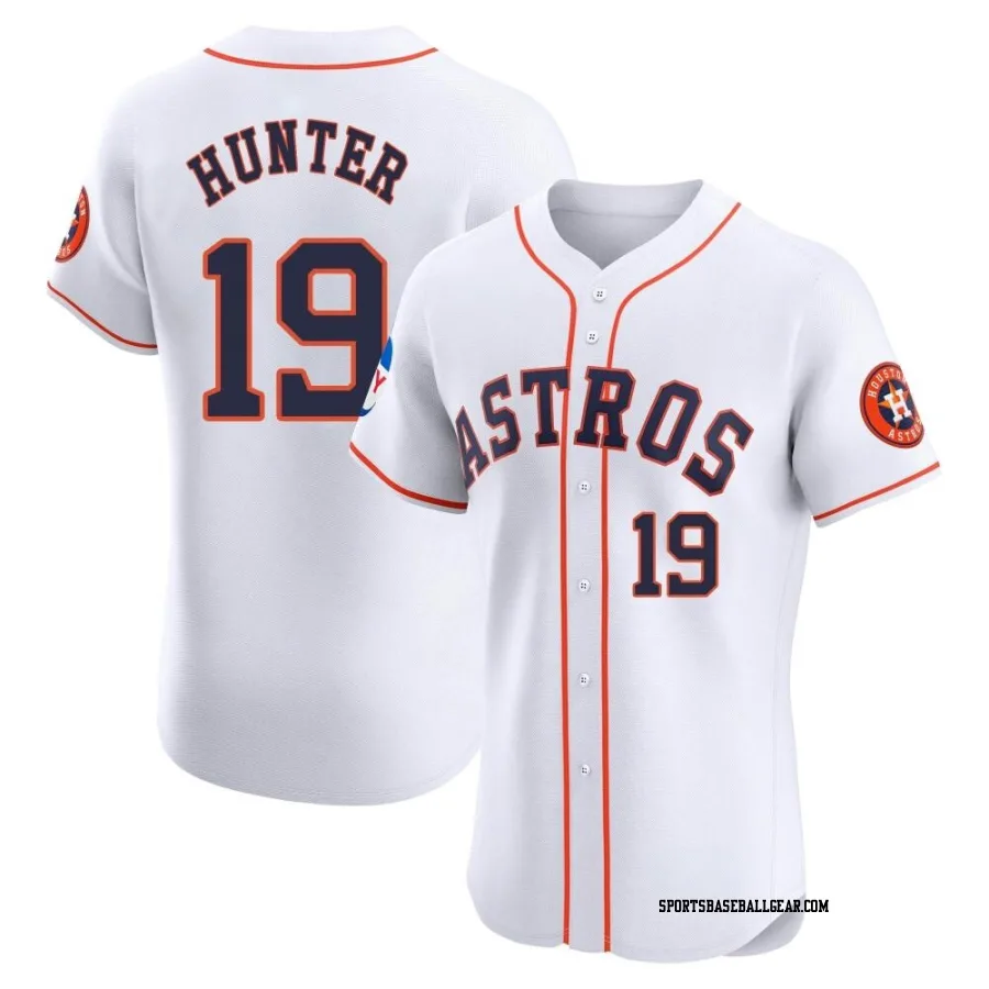 Brian Hunter Men's Houston Astros White Elite Home Patch Jersey