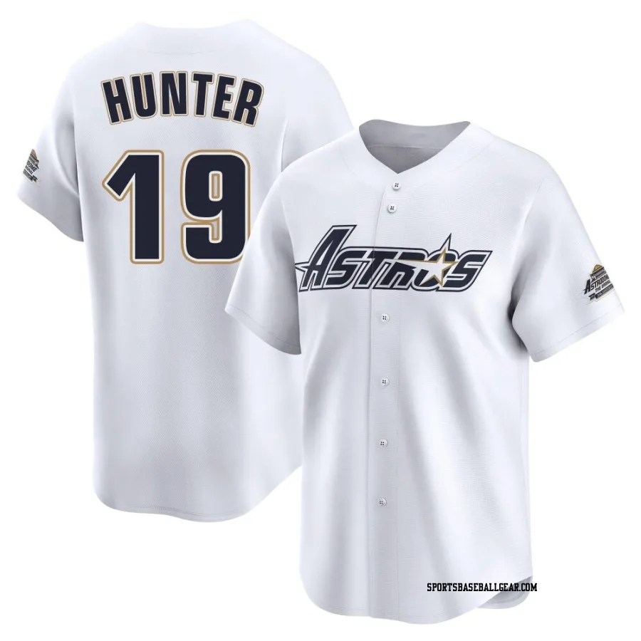Brian Hunter Men's Houston Astros White Limited Throwback Cooperstown Collection Jersey