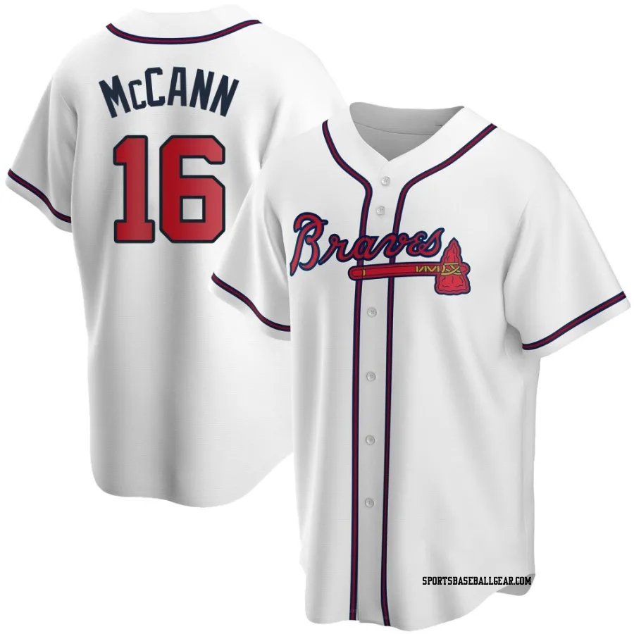 Brian McCann Men's Atlanta Braves White Replica Home Jersey