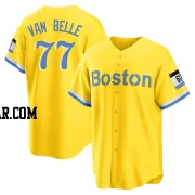 Brian Van Belle Men's Boston Red Sox Gold/Light Replica Blue 2021 City Connect Player Jersey
