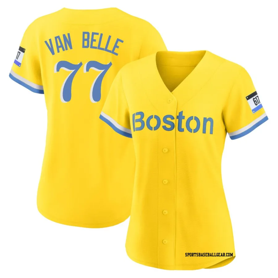 Brian Van Belle Women's Boston Red Sox Gold/Light Authentic Blue 2021 City Connect Player Jersey