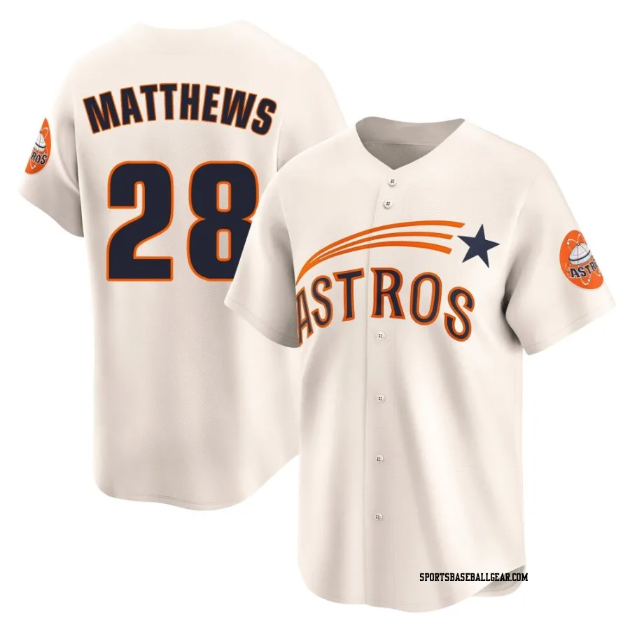 Brice Matthews Men's Houston Astros Cream Limited Throwback Cooperstown Collection Jersey