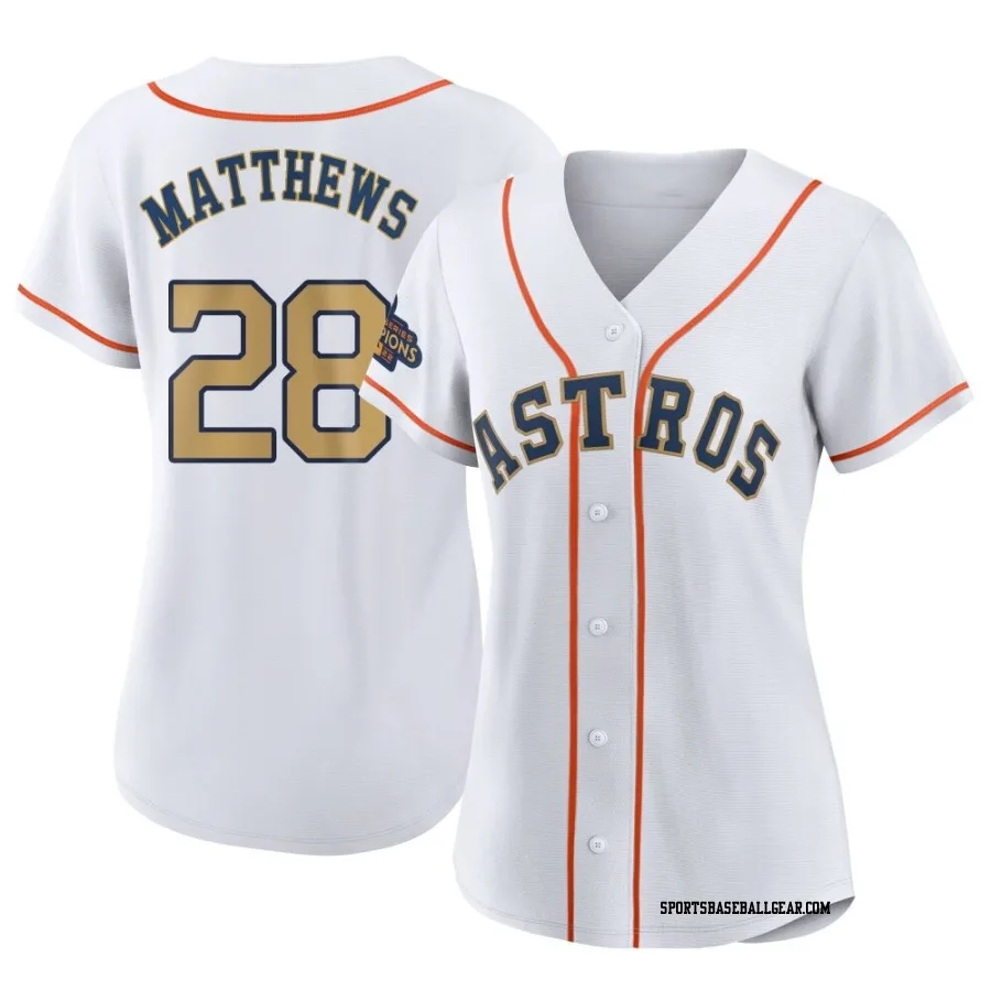 Brice Matthews Women's Houston Astros Gold Authentic White 2023 Collection Jersey