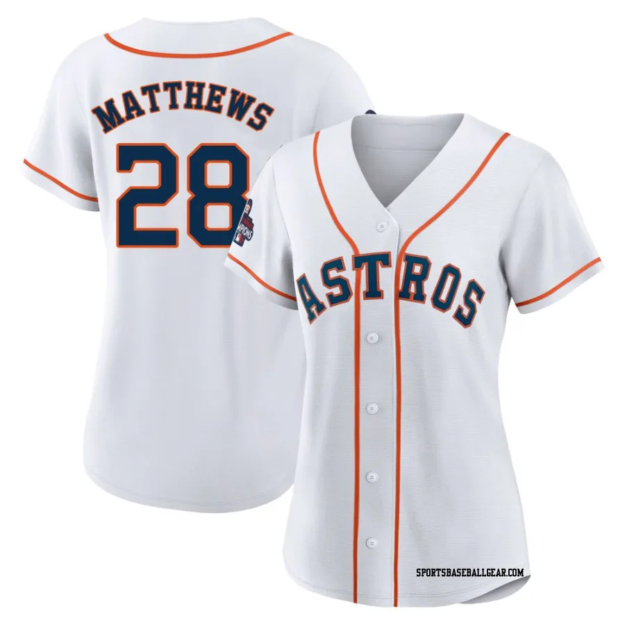 Brice Matthews Women's Houston Astros White Authentic 2022 World Series Champions Home Jersey