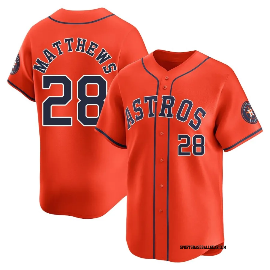Brice Matthews Youth Houston Astros Orange Limited Alternate Jersey