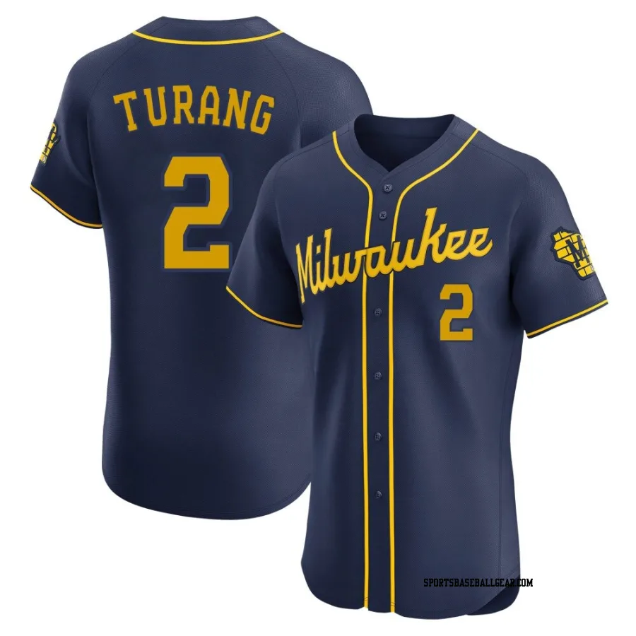Brice Turang Men's Milwaukee Brewers Navy Elite Alternate Jersey