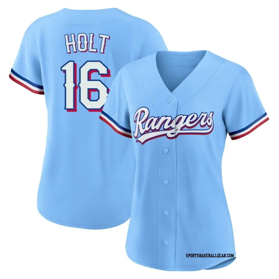 Brock Holt Women's Texas Rangers Light Blue Replica Alternate Jersey