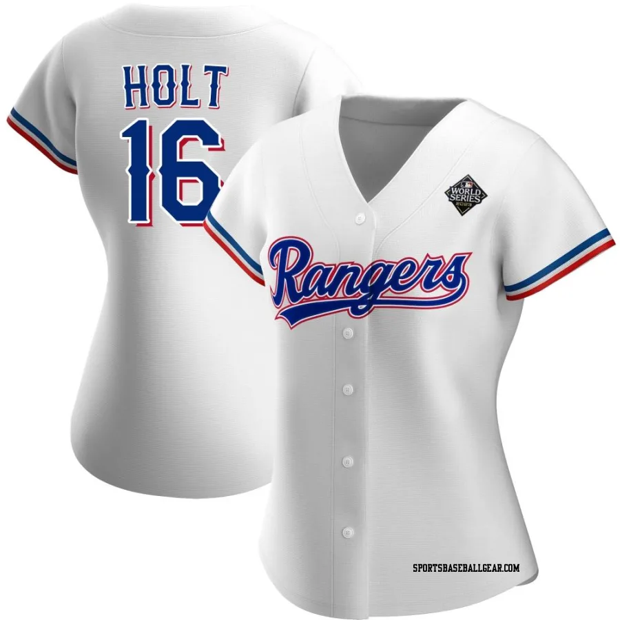 Brock Holt Women's Texas Rangers White Authentic Home 2023 World Series Jersey