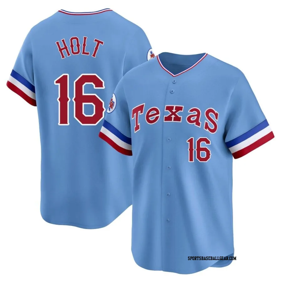Brock Holt Youth Texas Rangers Light Blue Limited Cooperstown Collection Jersey