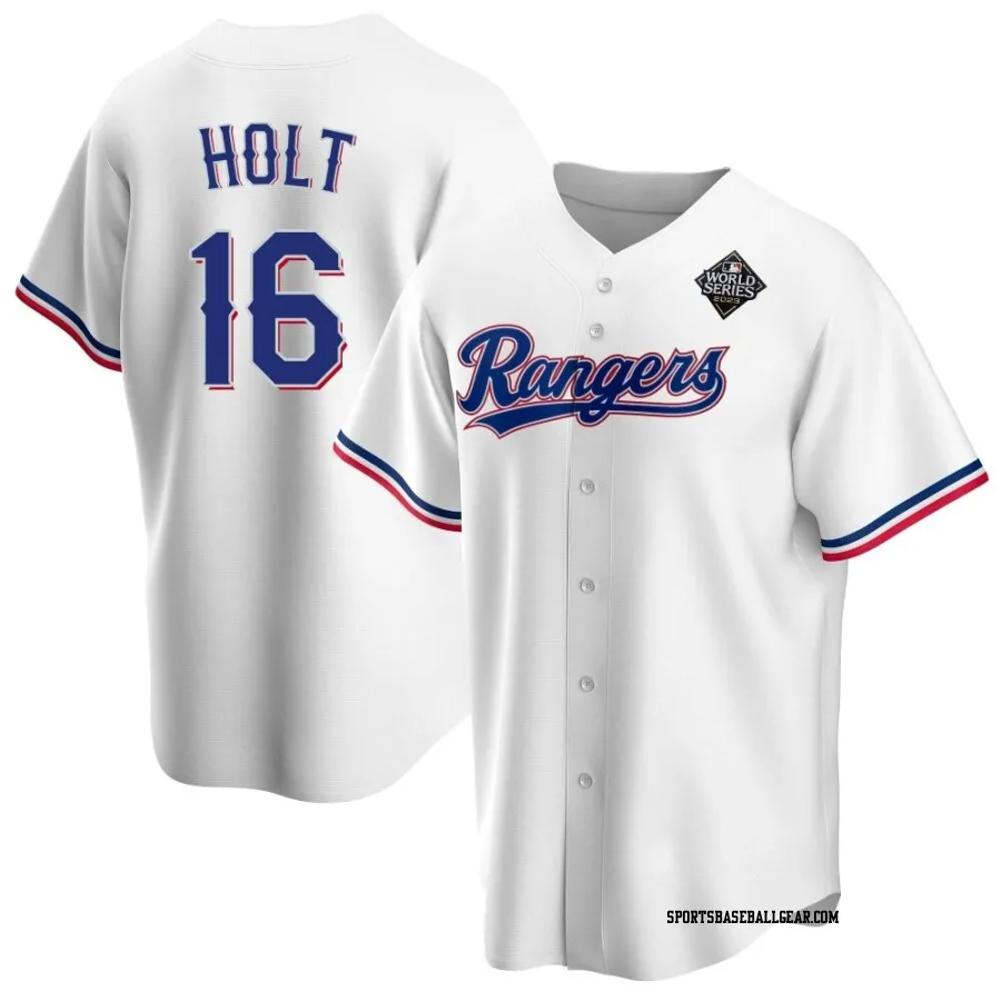 Brock Holt Youth Texas Rangers White Replica Home 2023 World Series Jersey