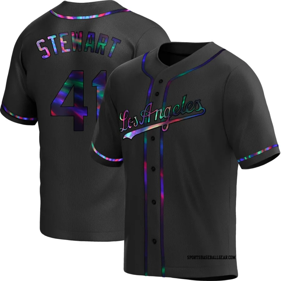 Brock Stewart Men's Los Angeles Dodgers Black Holographic Replica Alternate Jersey