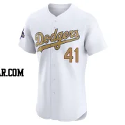 Brock Stewart Men's Los Angeles Dodgers Gold Elite White 2025 Collection Jersey