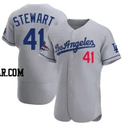 Brock Stewart Men's Los Angeles Dodgers Gray Authentic Away Official 2024 World Series Champions Jersey