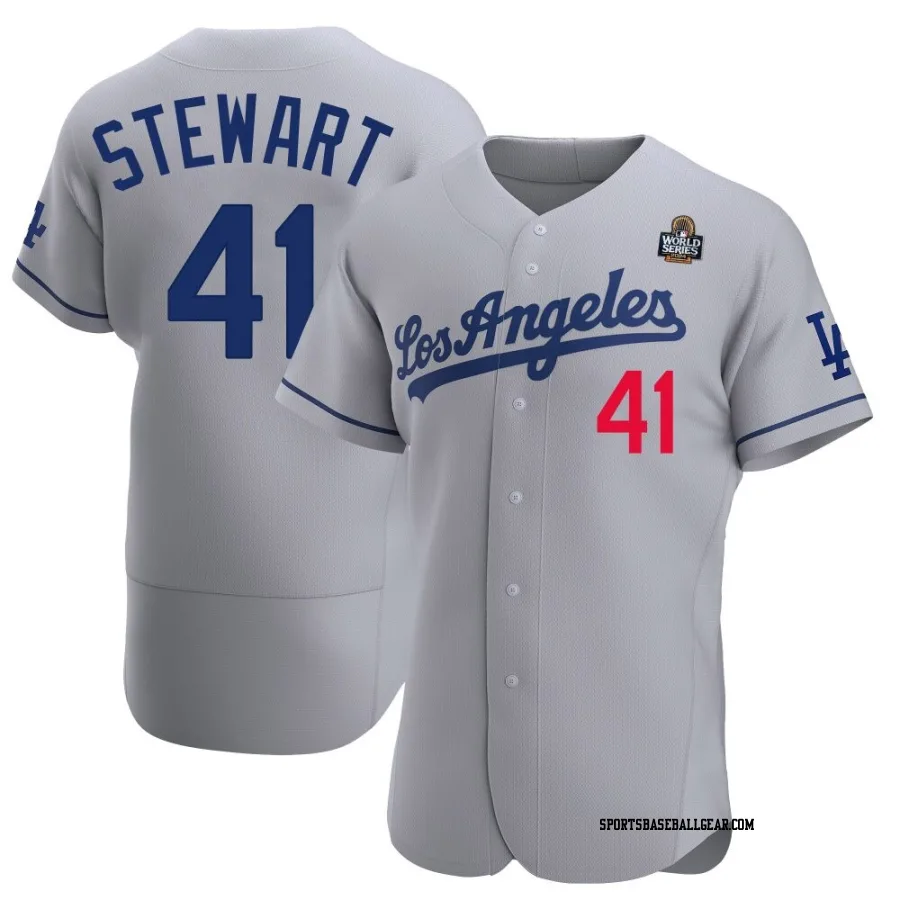 Brock Stewart Men's Los Angeles Dodgers Gray Authentic Away Official 2024 World Series Jersey