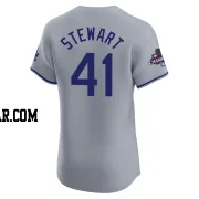 Brock Stewart Men's Los Angeles Dodgers Gray Elite Road World Series Champions Jersey