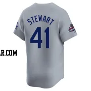 Brock Stewart Men's Los Angeles Dodgers Gray Limited Away World Series Champions Jersey