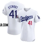 Brock Stewart Men's Los Angeles Dodgers White Elite Home World Series Champions Jersey
