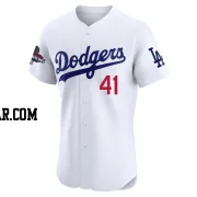 Brock Stewart Men's Los Angeles Dodgers White Elite Home World Series Champions Jersey