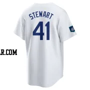 Brock Stewart Men's Los Angeles Dodgers White Replica 2024 World Tour Seoul Series Home Jersey