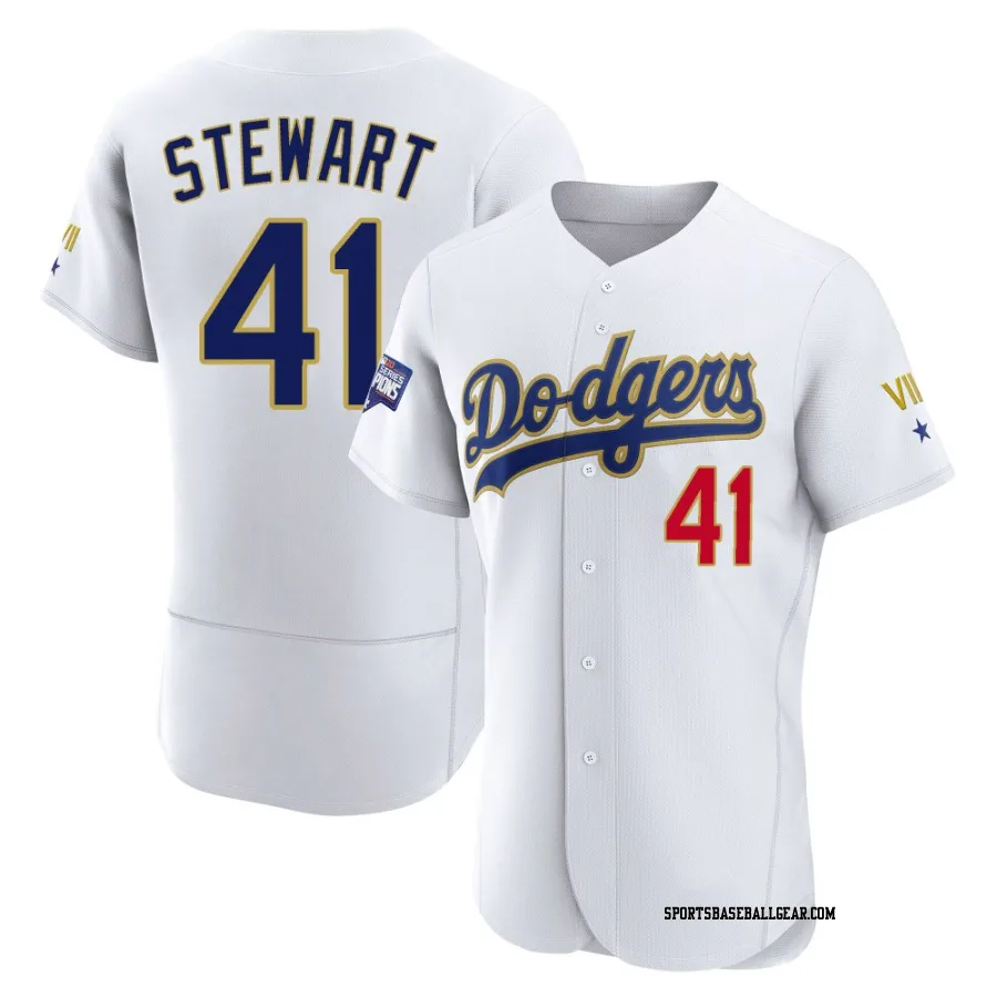 Brock Stewart Men's Los Angeles Dodgers White/Gold Authentic 2021 Gold Program Player Jersey