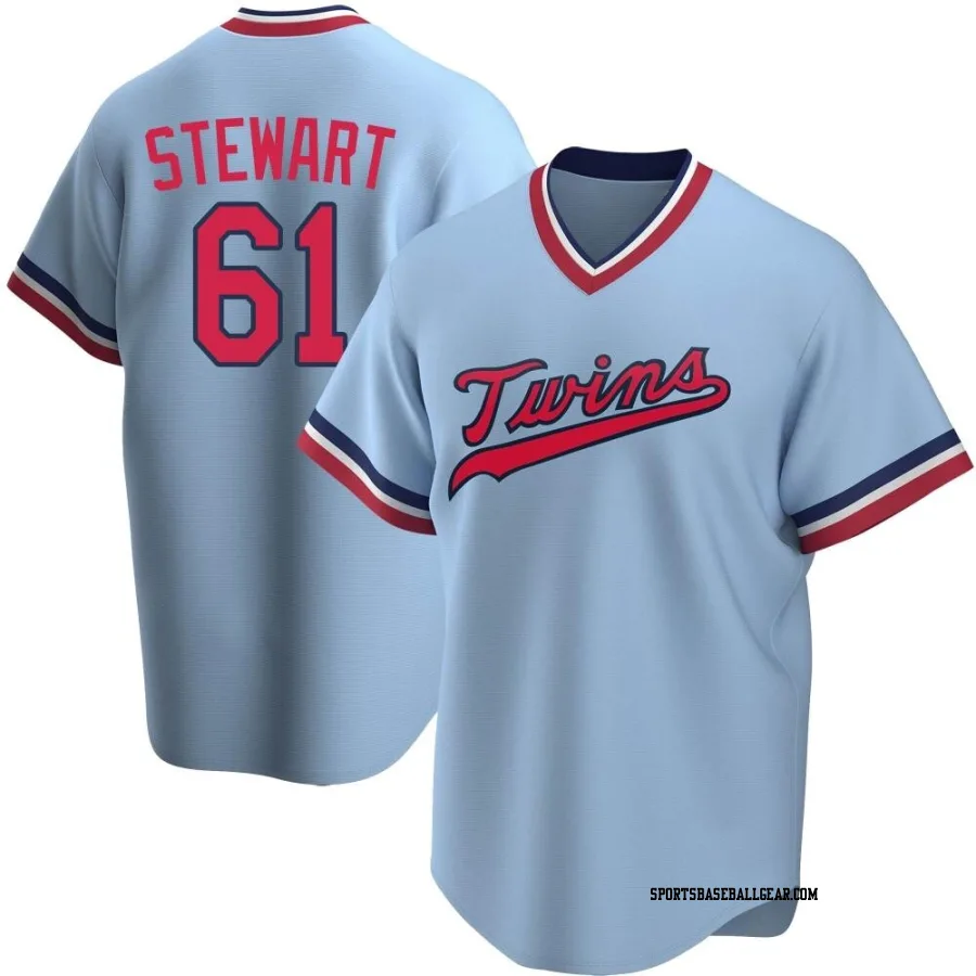 Brock Stewart Men's Minnesota Twins Light Blue Replica Road Cooperstown Collection Jersey