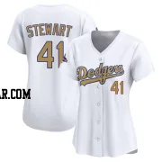 Brock Stewart Women's Los Angeles Dodgers Gold Limited White 2025 Collection Jersey