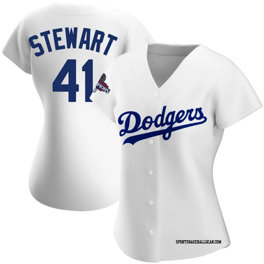 Brock Stewart Women's Los Angeles Dodgers White Authentic Home 2024 World Series Champions Jersey