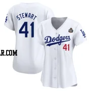 Brock Stewart Women's Los Angeles Dodgers White Limited Home 2024 World Series Jersey