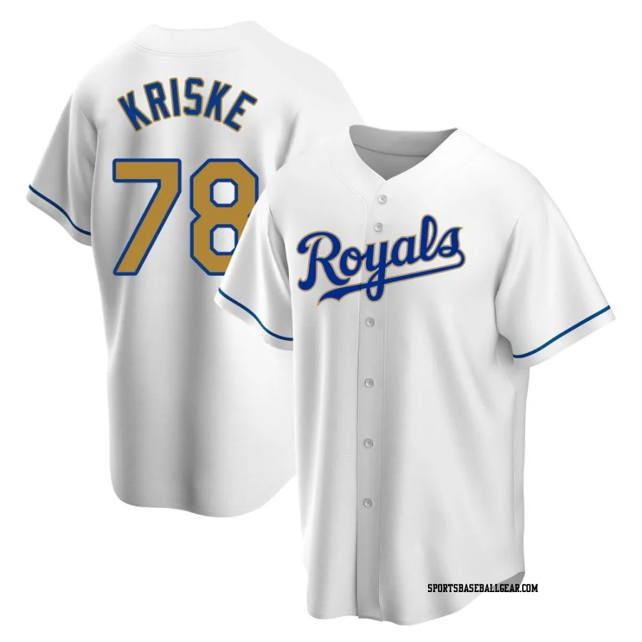 Brooks Kriske Men's Kansas City Royals Gold Replica White Home Jersey