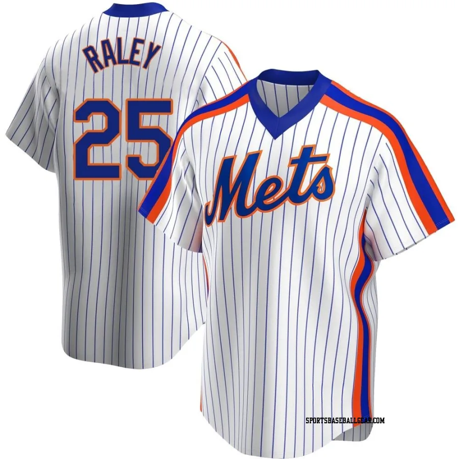 Brooks Raley Men's New York Mets White Replica Home Cooperstown Collection Jersey