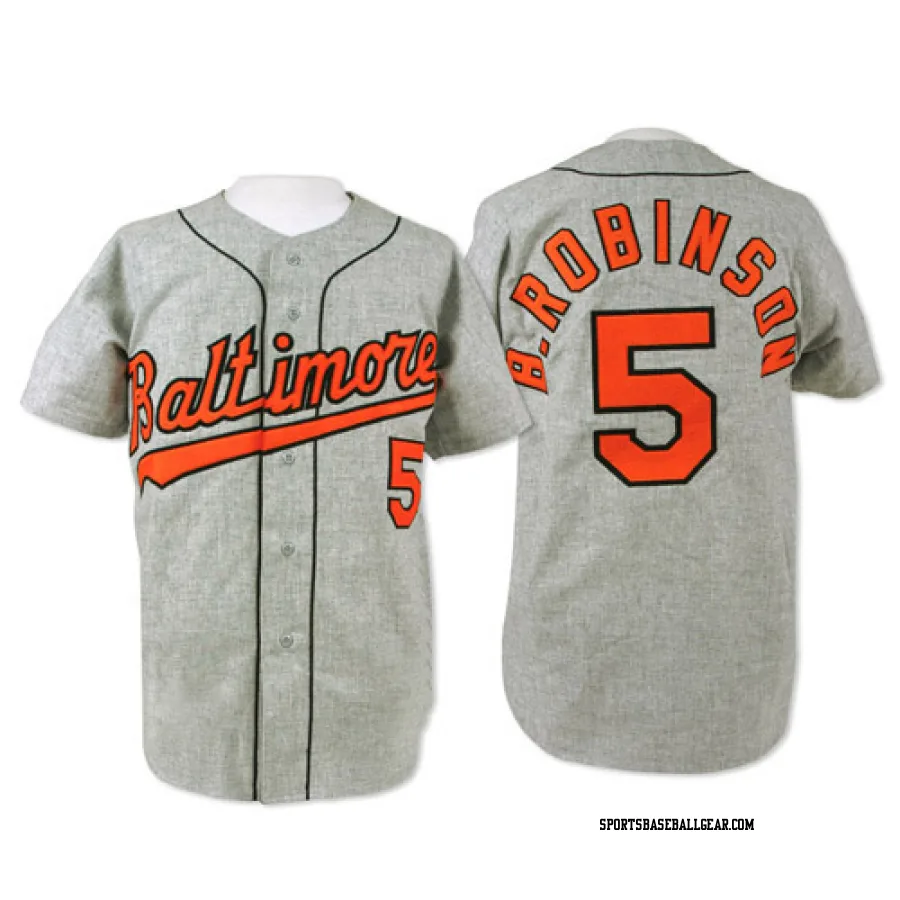 Brooks Robinson Men's Baltimore Orioles Grey Authentic Throwback Jersey