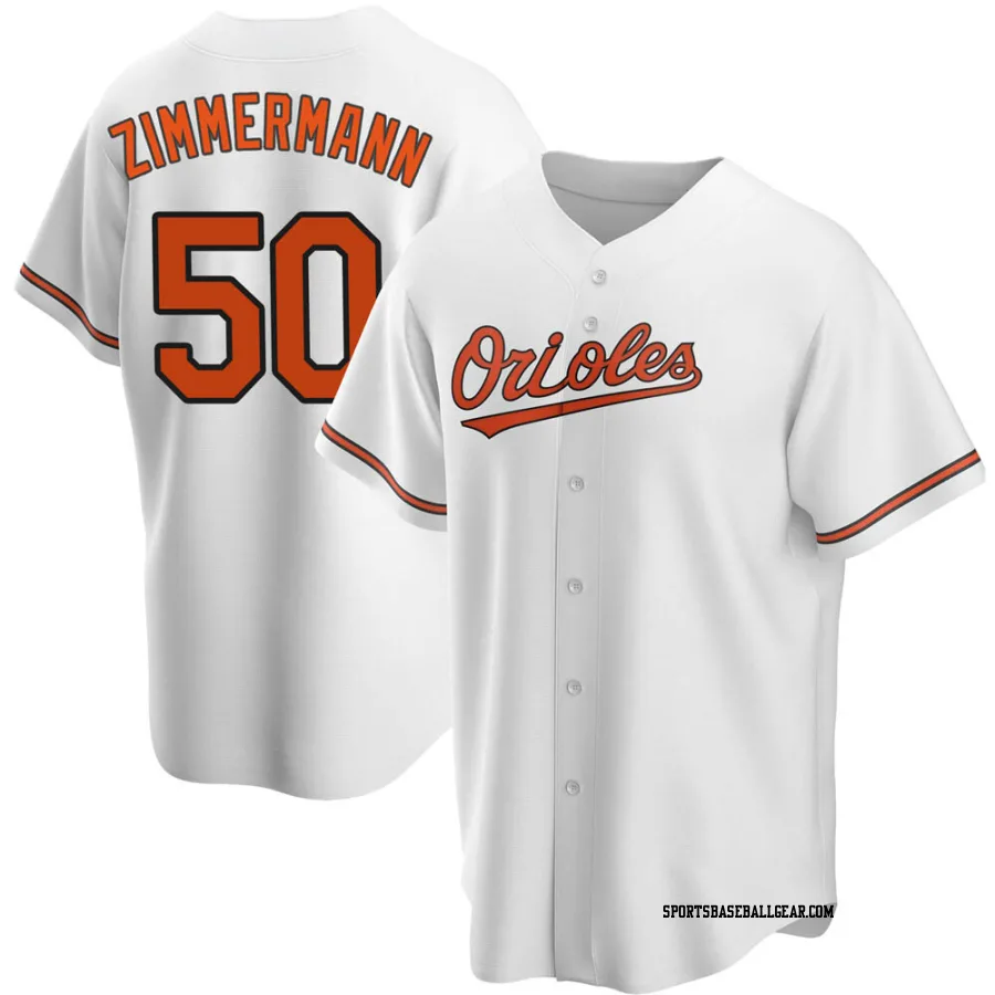 Bruce Zimmermann Men's Baltimore Orioles White Replica Home Jersey