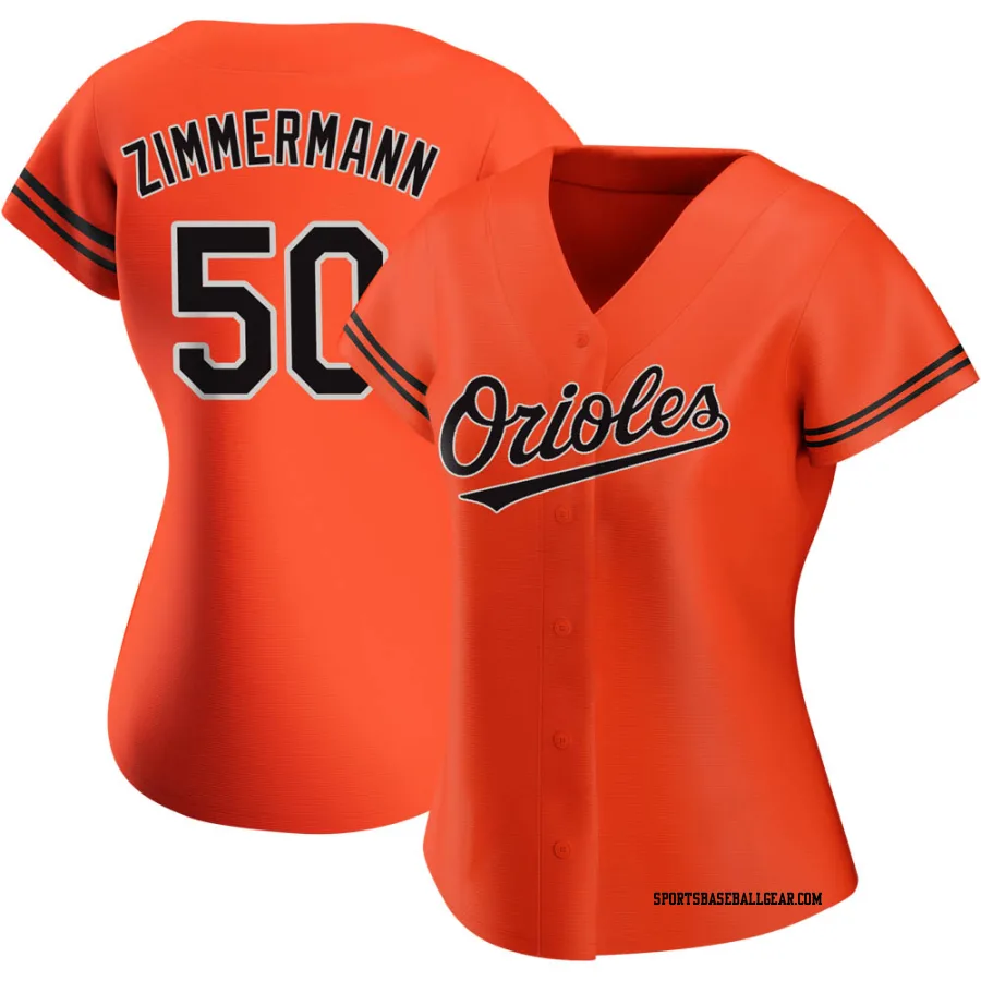 Bruce Zimmermann Women's Baltimore Orioles Orange Replica Alternate Jersey