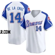 Bryan De La Cruz Men's Atlanta Braves White Limited Throwback Cooperstown Collection Jersey