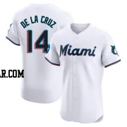 Bryan De La Cruz Men's Miami Marlins White Elite Home Patch Jersey