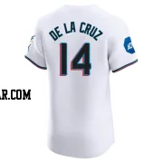 Bryan De La Cruz Men's Miami Marlins White Elite Home Patch Jersey