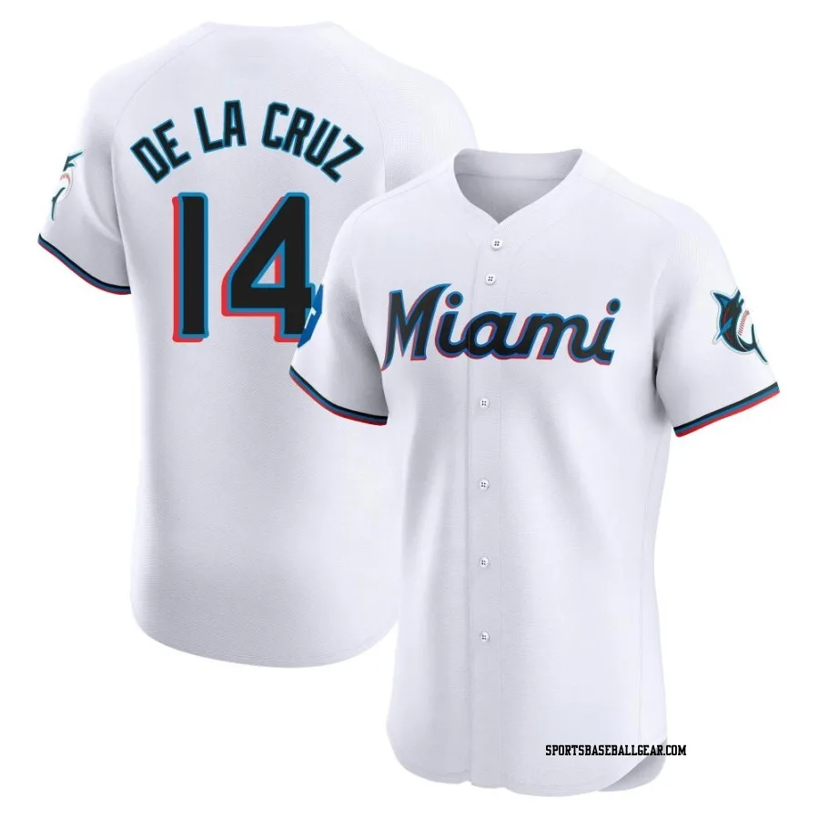 Bryan De La Cruz Men's Miami Marlins White Elite Home Patch Jersey