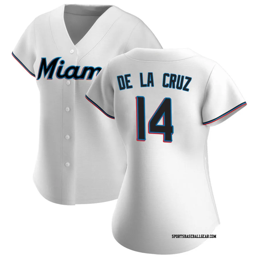 Bryan De La Cruz Women's Miami Marlins White Authentic Home Jersey