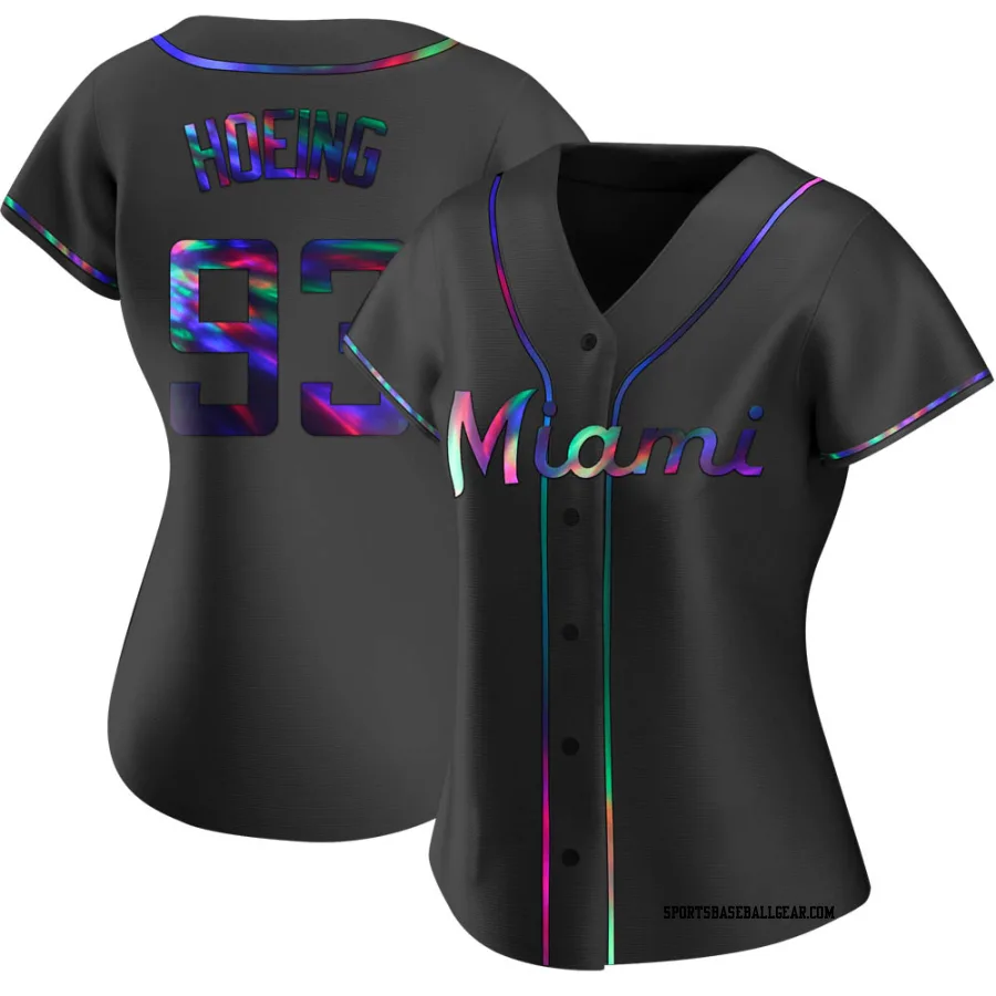 Bryan Hoeing Women's Miami Marlins Black Holographic Replica Alternate Jersey