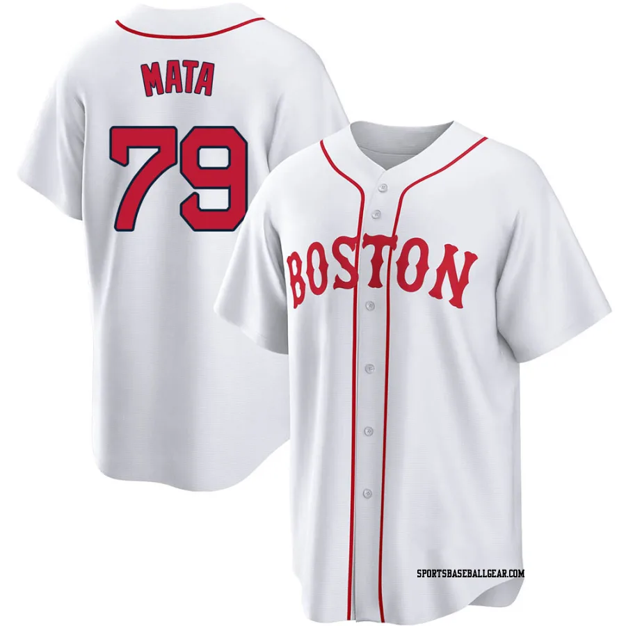 Bryan Mata Men's Boston Red Sox White Replica 2021 Patriots' Day Jersey