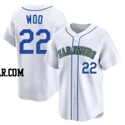 Bryan Woo Men's Seattle Mariners White Limited Throwback Cooperstown Collection Jersey